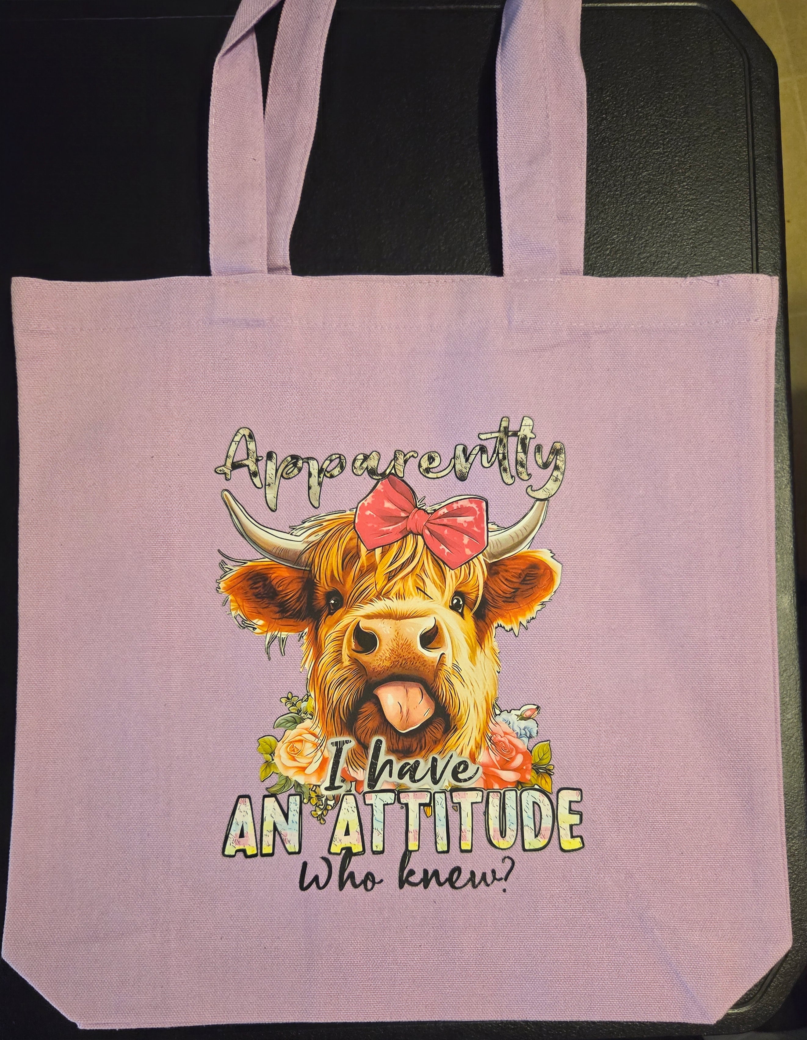 APPARENTLY I HAVE AN ATTITUDE WHO KNEW? (LAVANDER BAG)