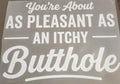 YOU'RE ABOUT AS PLEASANT AS AN ITCHY BUTTHOLE